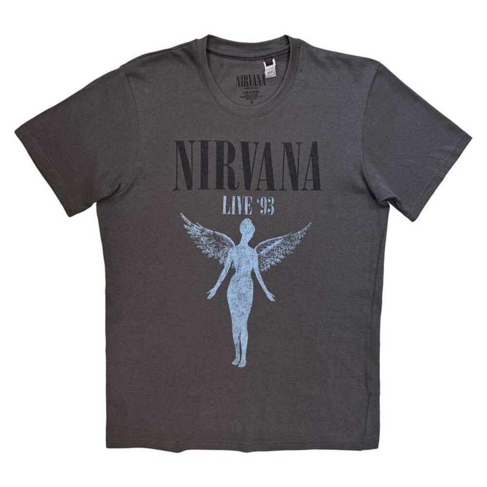 Nirvana Unisex Adult Live 93 Angel T-Shirt / Charcoal Grey